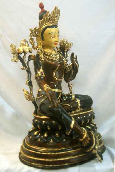 Green Tara, [partly Gold Plated], [painted Face], [sold]