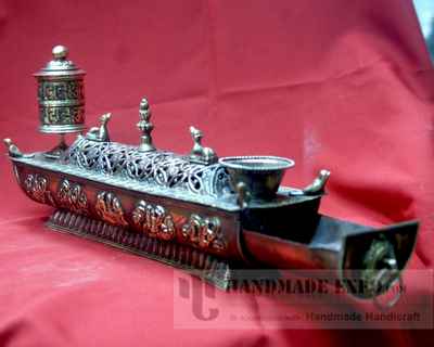 Incense Burner With Prayer Wheel And Oil Lamp