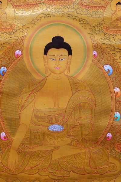 Shakyamuni Buddha Thangka In Real Gold