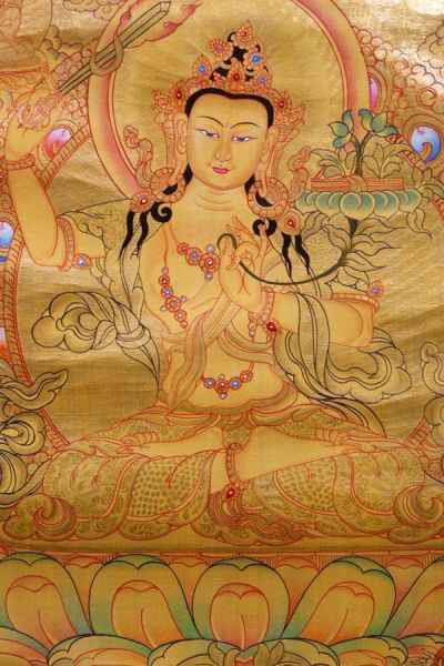 Buddhist Hand Painted Thangka Of Manjushri