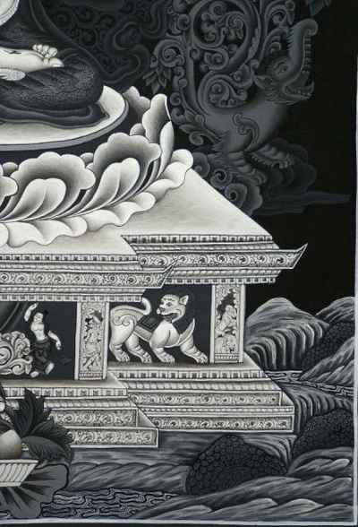 White Tara Black And White Thangka