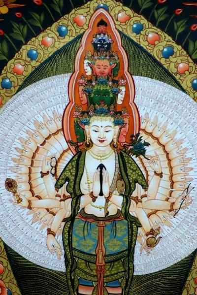 Sahasrabhuja Avalokitesvara Thangka, [old Post], [remakable]