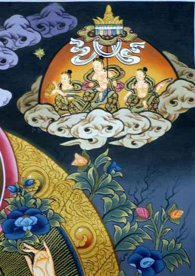 Chenrezig Thangka With Vajrapani And Manjushri, [sold]