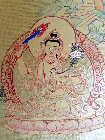 Thangka - Sahasrabhuja Avalokitesvara In Real Gold