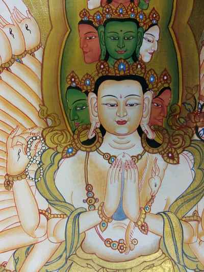 Sahasrabhuja Avalokitesvara Thangka With Gold