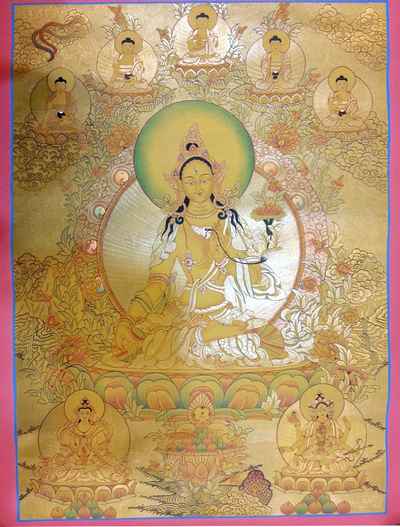 White Tara Thangka With Gold