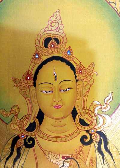 White Tara Thangka With Gold