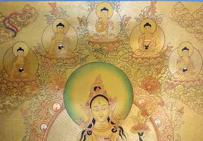 White Tara Thangka With Gold