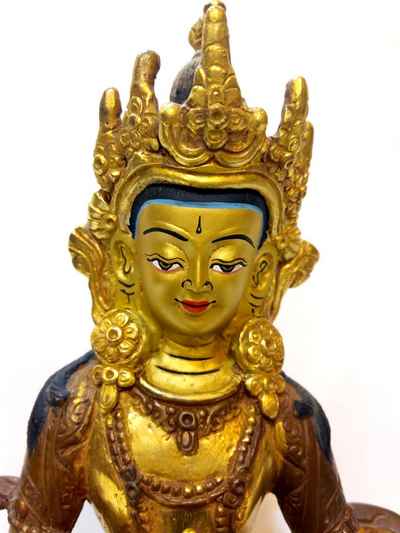 Buddhist Handmade Statue Of Vajrasattva, [partly Gold Plated], [painted Face], [sold]