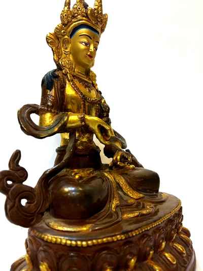 Buddhist Handmade Statue Of Vajrasattva, [partly Gold Plated], [painted Face], [sold]