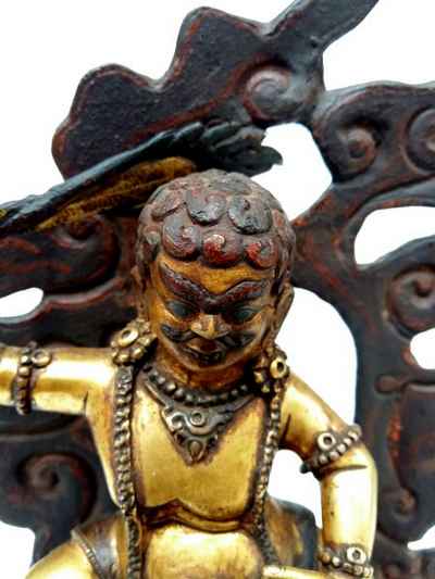 Mahakala Statue [full Gold Plated], Antique Finishing