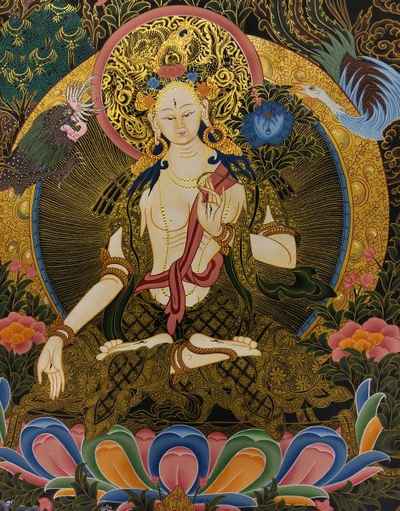 White Tara Tibetan Thangka