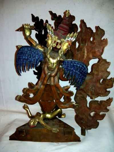 Old Four Arm Phurba Mahakala Partly Gold Plated Statue, [sold]