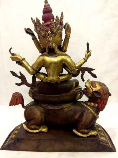 Old 6 Arms Vajrasattva With Consort, [shakti], Yab-yum Partly Gold Plated Statue, [sold]