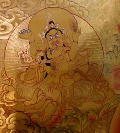 Five Dzambhala Thangka Drawn In Real Gold