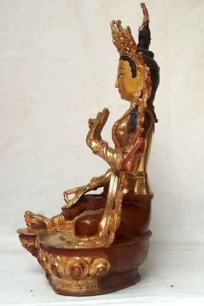 [best Price], Green Tara Copper Partly Gold Plated Statue, For A Gift, Altars And Buddhist Ritual