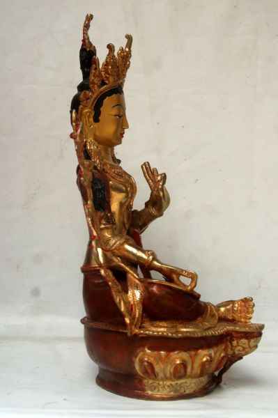 [best Price], Green Tara Copper Partly Gold Plated Statue, For A Gift, Altars And Buddhist Ritual