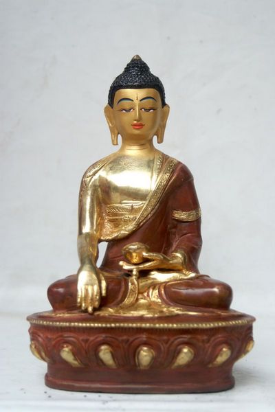 [best Price], Shakyamuni Buddha Copper Partly Gold Plated Statue, For A Gift, Altars And Buddhist Ritual