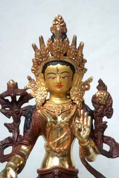 [best Price], White Tara Copper Partly Gold Plated Statue, For A Gift, Altars And Buddhist Ritual