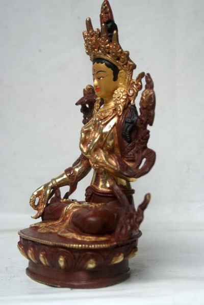 [best Price], White Tara Copper Partly Gold Plated Statue, For A Gift, Altars And Buddhist Ritual