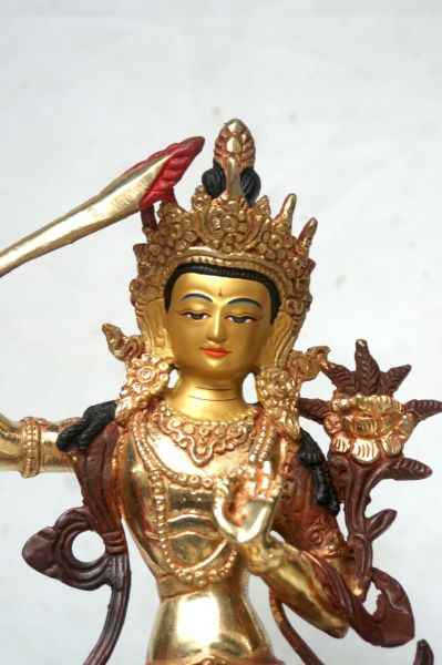 [best Price], Manjushri Copper Partly Gold Plated Statue, For A Gift, Altars And Buddhist Ritual