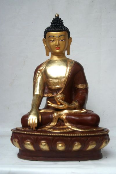 [best Price], Shakyamuni Buddha Copper Partly Gold Plated Statue, For A Gift, Altars And Buddhist Ritual