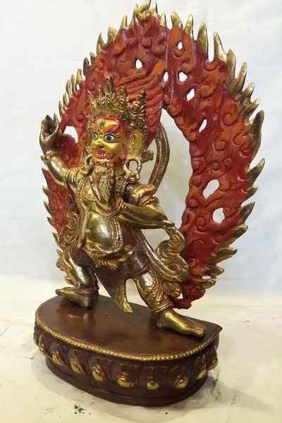 Vajrapani Statue [partly Gold Plated], [painted Face]