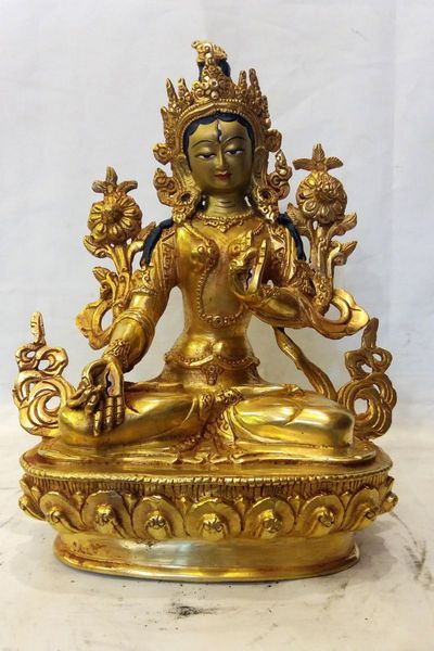 White Tara Statue Full Gold Plated