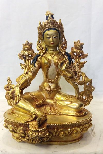 Green Tara Statue Full Gold Plated