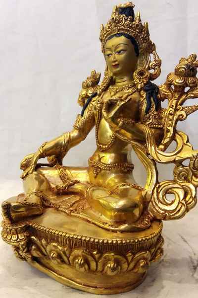 Green Tara Statue Full Gold Plated