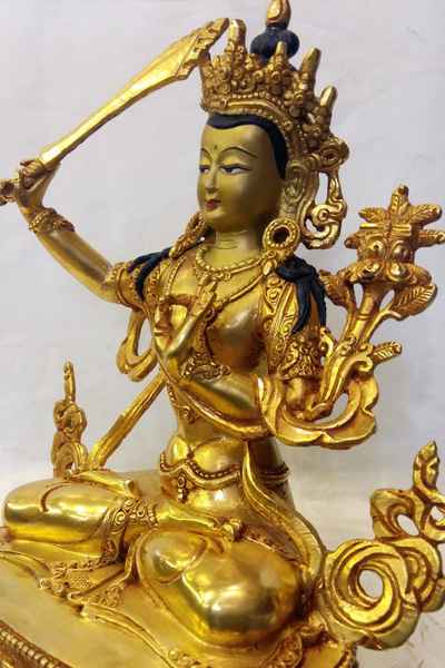 Manjushri Statue Full Gold Plated