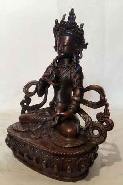 Buddhist Handmade Statue Of Vajrasattva, [chocolate Oxidized]