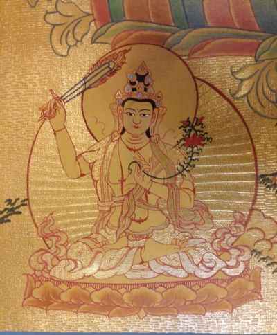 Chenrezig Thangka In Real Gold