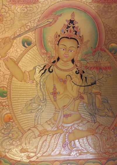 Manjushri Thangka In Real Gold