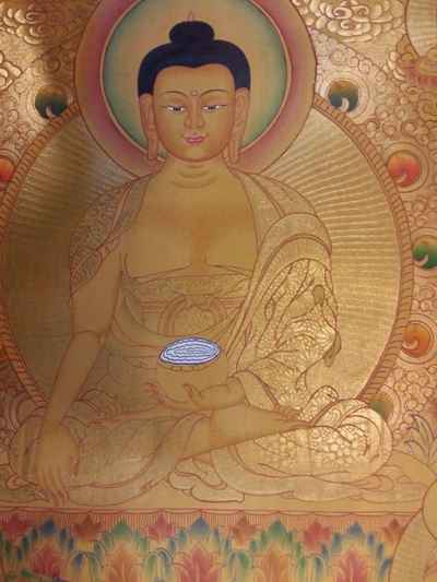 Shakyamuni Buddha Thangka In Real Gold