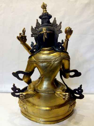 Full Gold Plated Statue Of Vajrasattva With Consort, [shakti], Yab-yum, [sold]