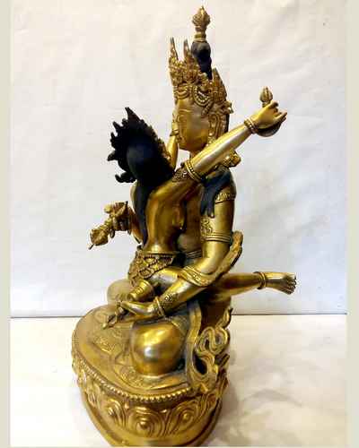 Full Gold Plated Statue Of Vajrasattva With Consort, [shakti], Yab-yum, [sold]