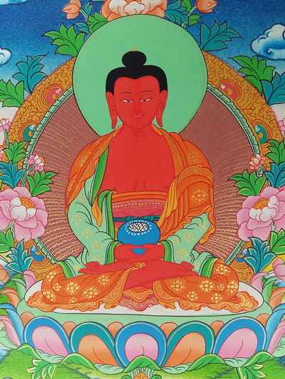 Amitabha Buddha Traditional Color Tibetan Monastery Thangka