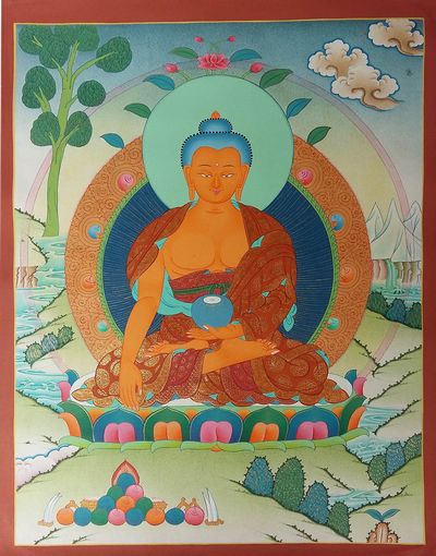 Shakyamuni Buddha High Quality Stone Color Thangka