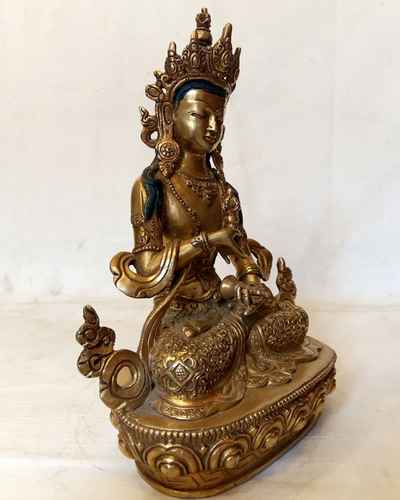 Vajrasattva Statue -[full Fire Gold Plated], With [carving]