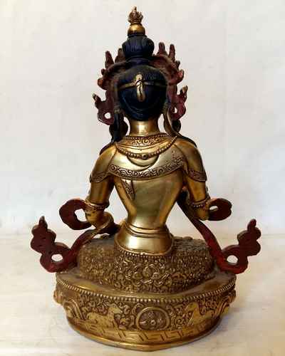 Vajrasattva Statue -[full Fire Gold Plated], With [carving]