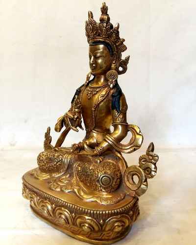 Vajrasattva Statue- [full Fire Gold Plated], With [carving]