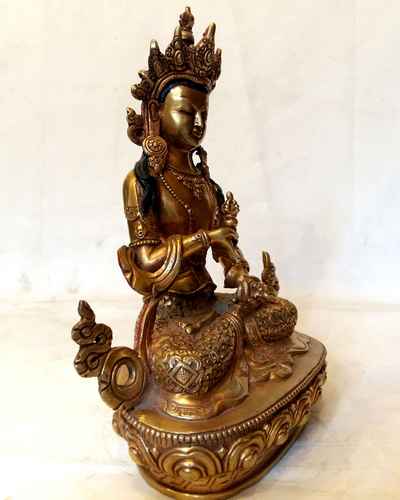 Vajrasattva Statue- [full Fire Gold Plated], With [carving]