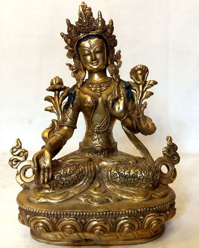 White Tara Statue - Full Fire Gold Plated