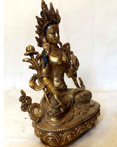 White Tara Statue - Full Fire Gold Plated