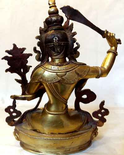 Manjushri Statue - Full Fire Gold Plated