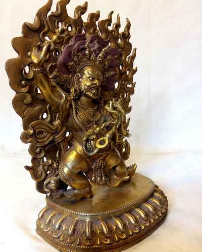 Vajrapani Statue - [full Fire Gold Plated], [old Post], [remakable]