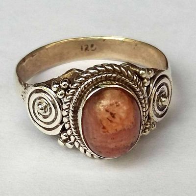 Sterling Silver Ring Rhodochrosite Stone