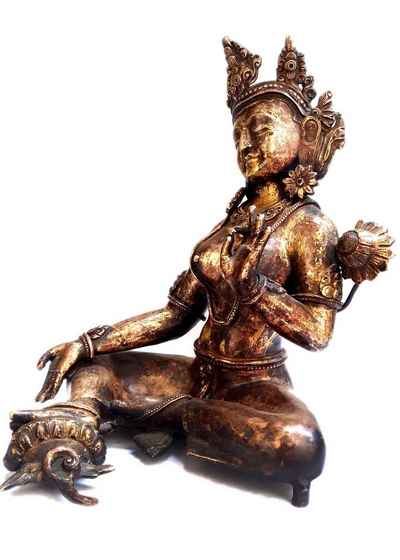 Green Tara [full Gold Plated], Antique Finishing, [sold]