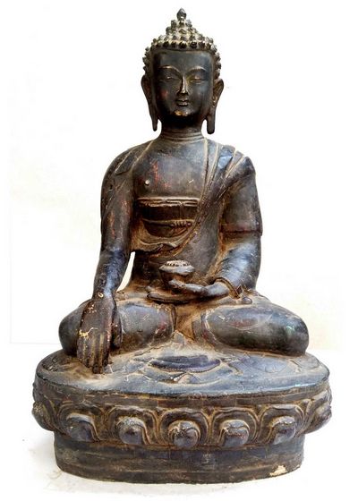 Shakyamuni Buddha Black Antique Finishing